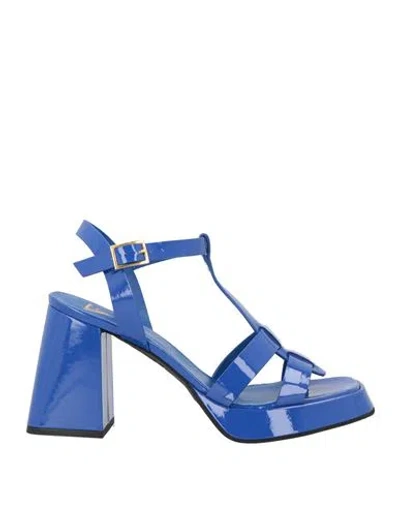 Giampaolo Viozzi Woman Sandals Bright Blue Size 9 Leather