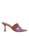 Giampaolo Viozzi Woman Sandals Brown Size 8 Leather