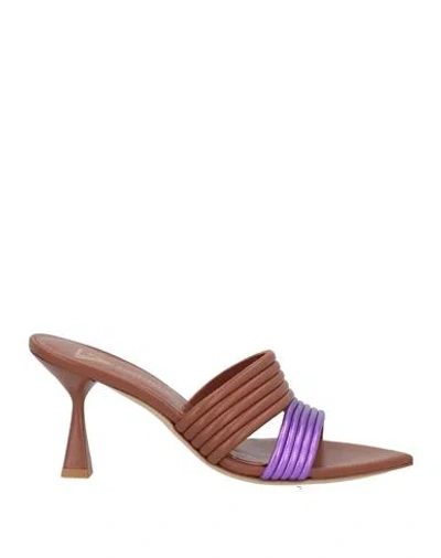 Giampaolo Viozzi Woman Sandals Brown Size 8 Leather