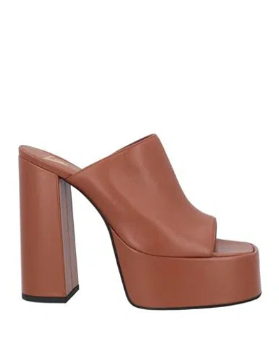 Giampaolo Viozzi Woman Sandals Brown Size 9 Leather
