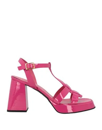Giampaolo Viozzi Woman Sandals Fuchsia Size 10 Leather In Pink