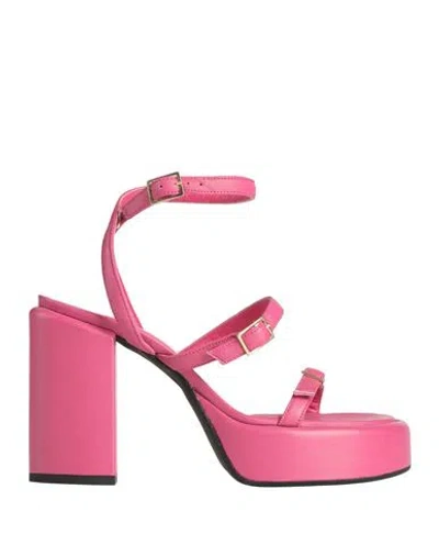 Giampaolo Viozzi Woman Sandals Fuchsia Size 7 Leather In Pink