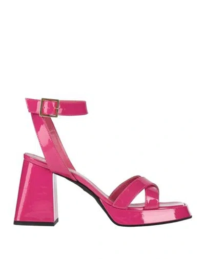 Giampaolo Viozzi Woman Sandals Fuchsia Size 8 Leather In Pink