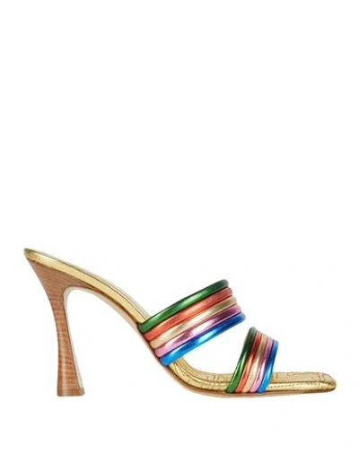 Giampaolo Viozzi Woman Sandals Gold Size 11 Sheepskin