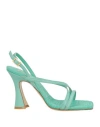 Giampaolo Viozzi Woman Sandals Light Green Size 8 Leather