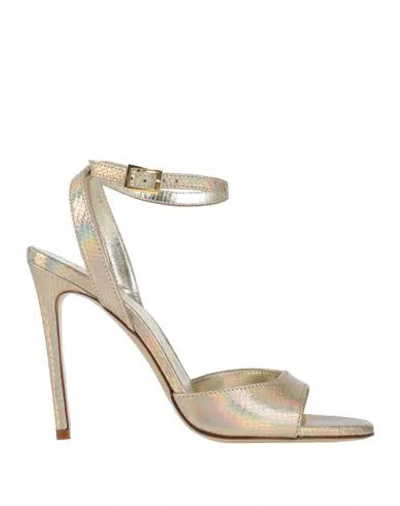 Giampaolo Viozzi Woman Sandals Platinum Size 10 Goat Skin In Grey