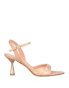 Giampaolo Viozzi Woman Sandals Rose Gold Size 8 Leather