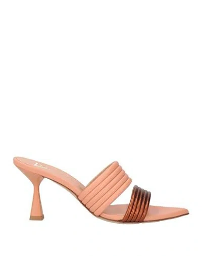 Giampaolo Viozzi Woman Sandals Salmon Pink Size 8.5 Leather