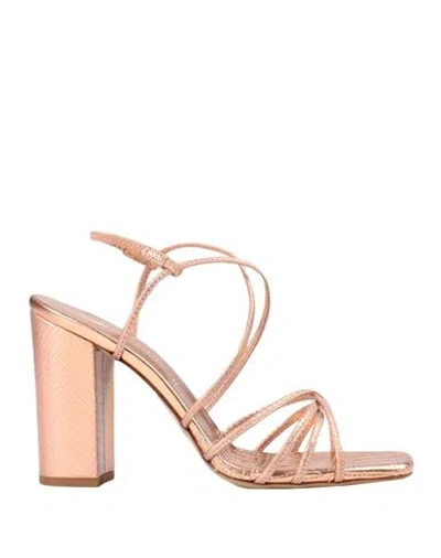 Giampaolo Viozzi Woman Sandals Salmon Pink Size 11 Goat Skin