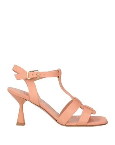 Giampaolo Viozzi Woman Sandals Salmon Pink Size 8 Leather