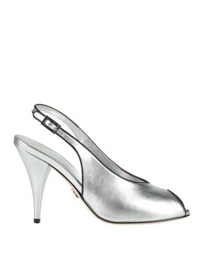 Giampaolo Viozzi Woman Sandals Silver Size 8 Leather
