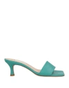 Giampaolo Viozzi Woman Sandals Turquoise Size 7 Leather In Blue
