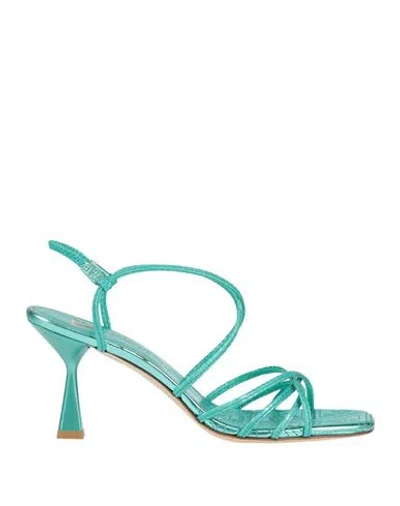 Giampaolo Viozzi Woman Sandals Turquoise Size 6 Leather In Blue