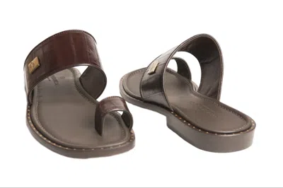 Pre-owned Giampieronicola 5023 Italian Mens Brown Eel Skin Push-in-toe Sandals