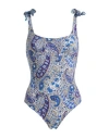 Gianantonio Paladini Woman One-piece Swimsuit Blue Size 14 Polyamide, Lycra, Silk In Blue