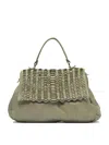 Giancarlo Nevola Textured Green Leather Shoulder Bag In Neutral