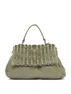 Giancarlo Nevola Textured Green Leather Shoulder Bag In Neutral