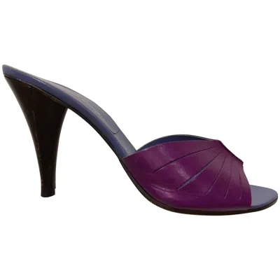 Pre-owned Giancarlo Paoli 1990s  Magenta & Periwinkle Leather Stiletto Mules In Red