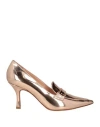 Giancarlo Paoli Woman Loafers Rose Gold Size 8 Textile Fibers In Rose Gold