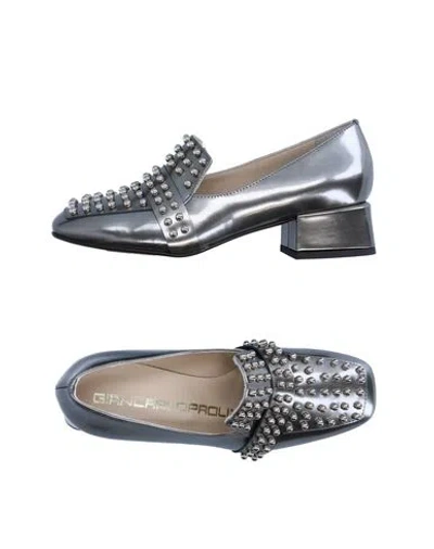 Giancarlo Paoli Woman Loafers Silver Size 6 Soft Leather