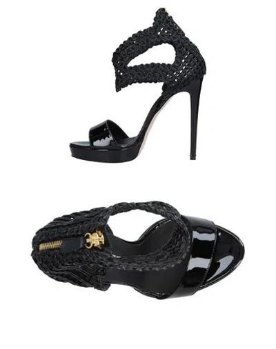 Giancarlo Paoli Woman Sandals Black Size 11 Textile Fibers