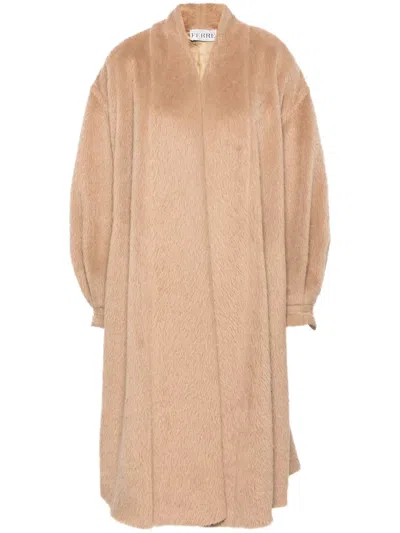 Pre-owned Gianfranco Ferre 1980s Brushed Midi Coat In 褐色