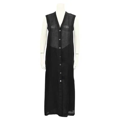 Pre-owned Gianfranco Ferre 1980s  Black Linen Vest And Skirt Ensemble