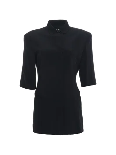 Pre-owned Gianfranco Ferre 1980s Padded-shoulders Cotton Jacket In Black