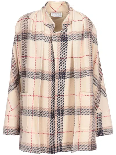 Pre-owned Gianfranco Ferre 1980s Plaid Coat In Neutrals