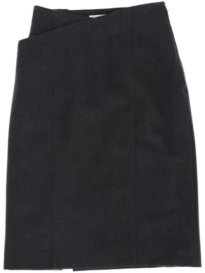 Pre-owned Gianfranco Ferre 1980s Wool Midi Skirt In Grey