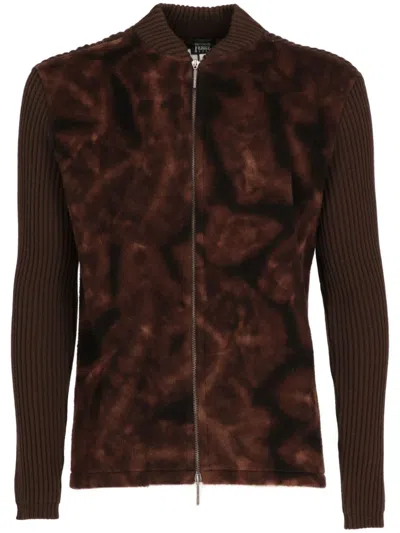 Pre-owned Gianfranco Ferre 1990 Abstract-print Cardigan In Brown