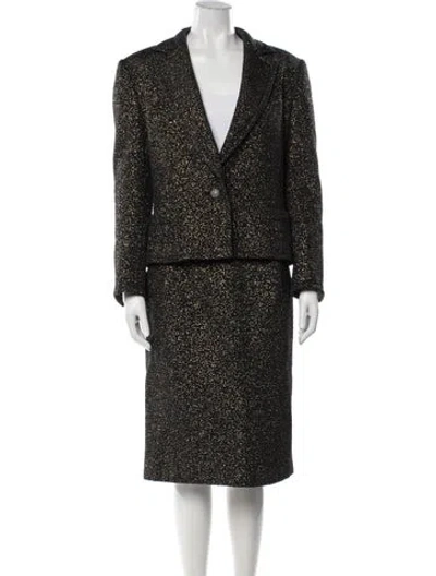 Pre-owned Gianfranco Ferre 1990's Wool Skirt Suit In Black