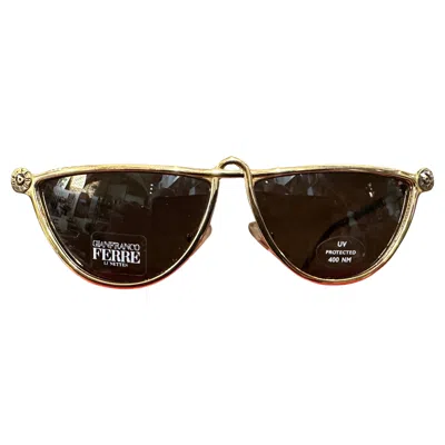 Pre-owned Gianfranco Ferre 1990s Amazing Gilded Metal Gian Franco Ferrè High Quality Sunglasses In Black