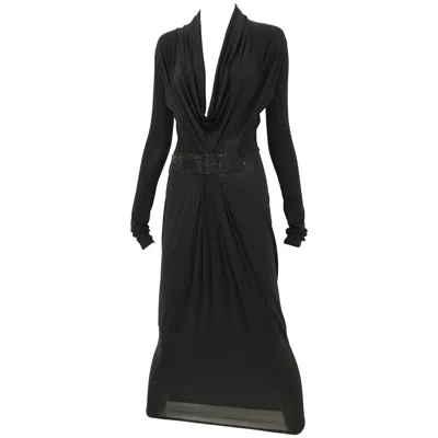 Pre-owned Gianfranco Ferre 1990s  Black Knit Jersey Cocktail Dress