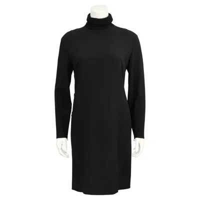 Pre-owned Gianfranco Ferre 1990s  Black Turtleneck Dress With Button Detail