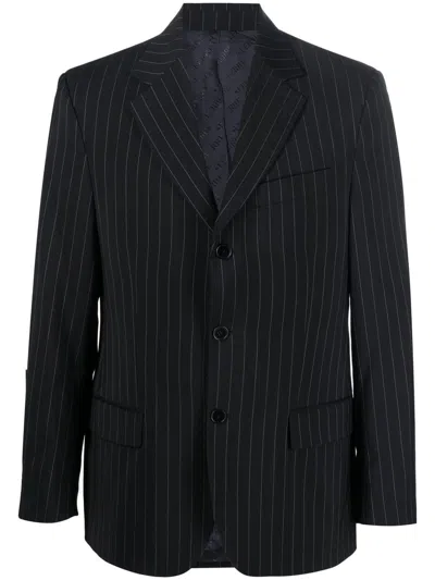 Pre-owned Gianfranco Ferre 1990s Notched Lapels Pinstripe Blazer In Blue