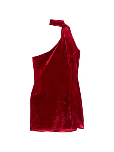 Pre-owned Gianfranco Ferre 1990s One-shoulder Velvet Mini Dress In Red