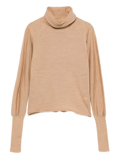 Pre-owned Gianfranco Ferre 1990s Turtleneck Puff-sleeve Sweater In Neutral