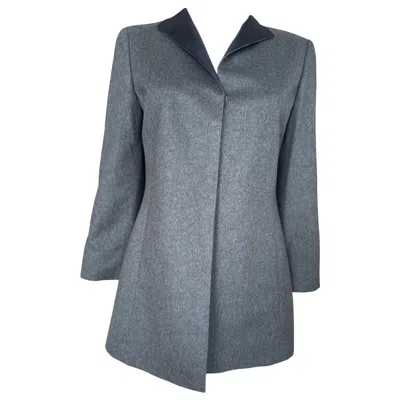 Pre-owned Gianfranco Ferre Gianfranco Ferré 1990s Unisex Grey Wool Blazer With Silk Collar In Gray