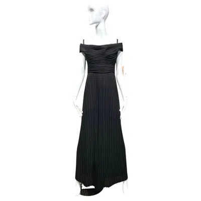 Pre-owned Gianfranco Ferre Gianfranco Ferré 1990s Vintage Black Silk Off-shoulder Pleated Gown