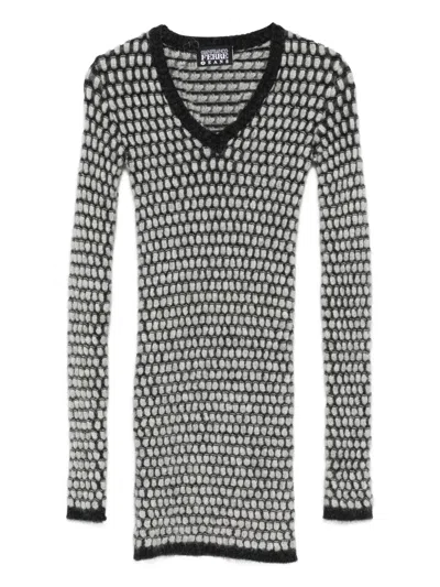 Pre-owned Gianfranco Ferre 1997s V-neck Long-sleeve Sweater In Black