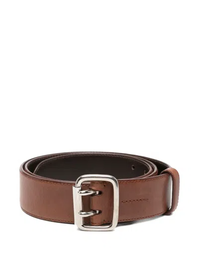Pre-owned Gianfranco Ferre 2000 Double-prong Buckle Belt In Brown