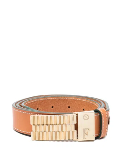 Pre-owned Gianfranco Ferre 2000 Logo-engraved Buckle Belt In Neutral