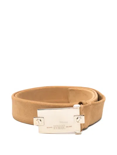 Pre-owned Gianfranco Ferre 2000 Logo-plaque Belt In Brown