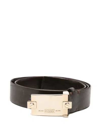 Pre-owned Gianfranco Ferre 2000 Logo-plaque Belt In Brown