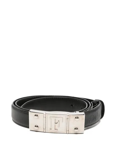 Pre-owned Gianfranco Ferre 2000 Logo-plaque Leather Belt In Black