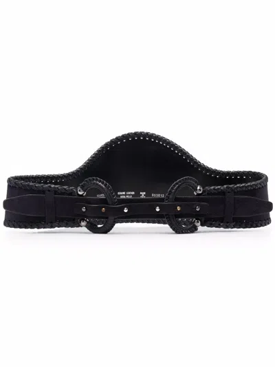 Pre-owned Gianfranco Ferre 2000s Curved Effect Double-buckled Suede Belt In Blue