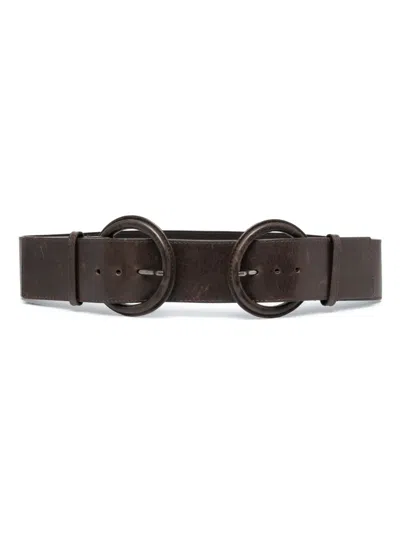 Pre-owned Gianfranco Ferre 2000s Double-buckle Leather Belt In Brown