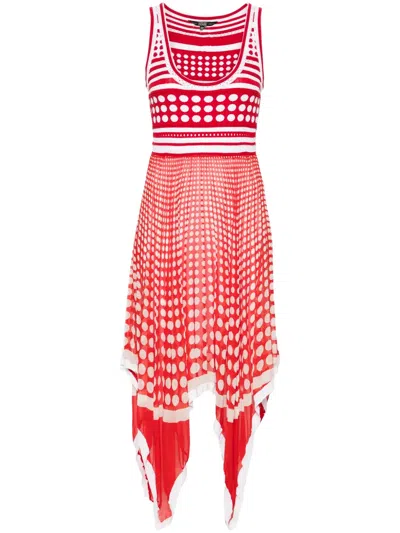 Pre-owned Gianfranco Ferre 2000s Ferre Polka-dot Midi Dress In Red