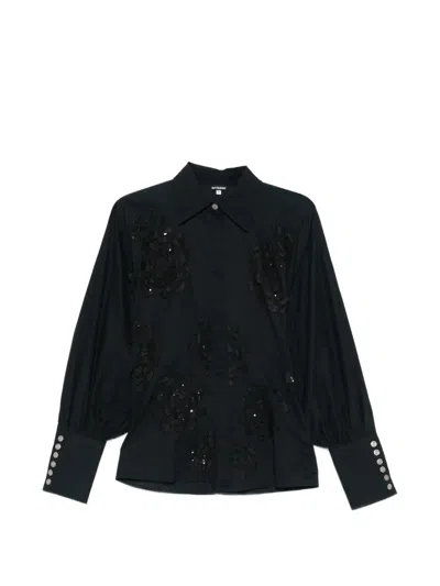 Pre-owned Gianfranco Ferre 2000s Floral-detail Shirt In Black